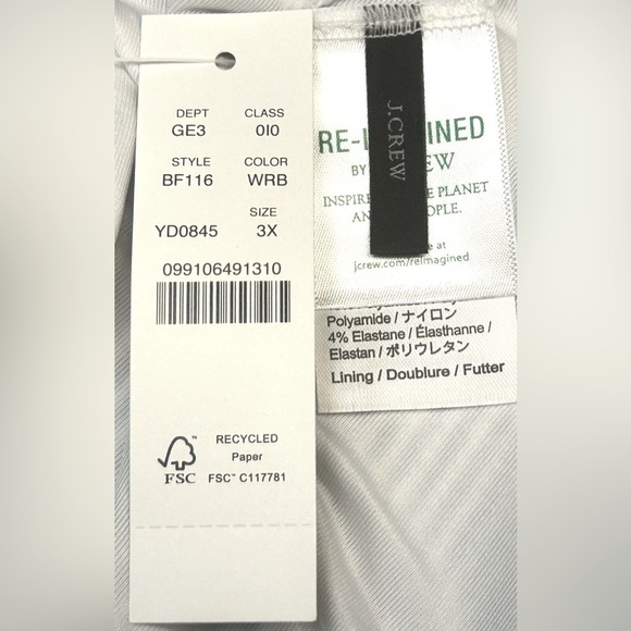 NWT J. Crew Hipster Bikini Bottom in Seersucker, Low-Rise, Moderate Coverage, 3X - Picture 11 of 15